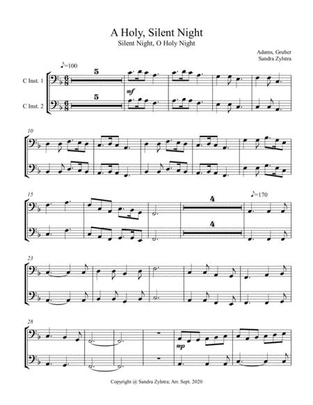 A Holy Silent Night Bass C Instrument Duet Parts Only Sheet Music