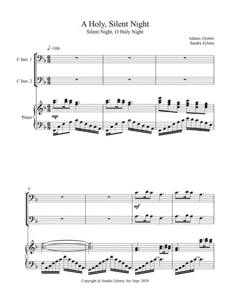 A Holy Silent Night Bass C Instrument Duet Sheet Music