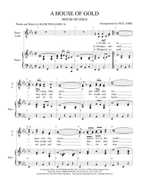 A House Of Gold A Male Duet With Piano Accompanyment Sheet Music