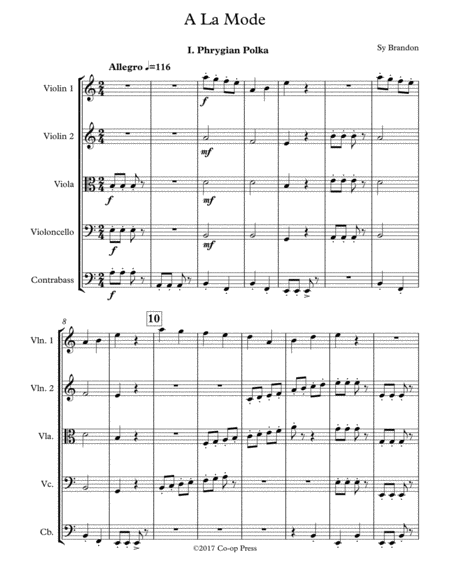 A La Mode For String Orchestra Sheet Music