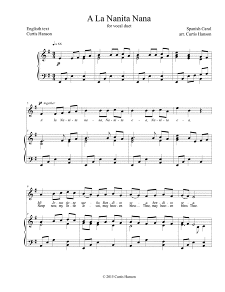 A La Nanita Nana 2 Pt Sheet Music