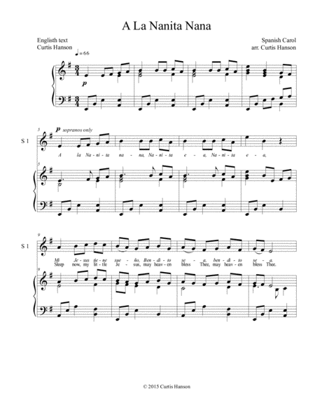 Free Sheet Music A La Nanita Nana Ssa