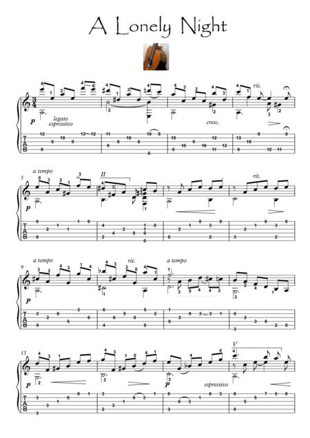 Free Sheet Music A Lonely Night Guitar Solo