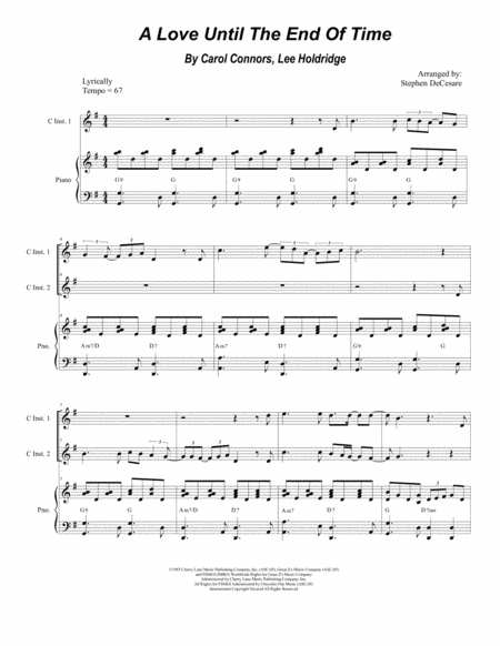 A Love Until The End Of Time Duet For C Instruments Sheet Music