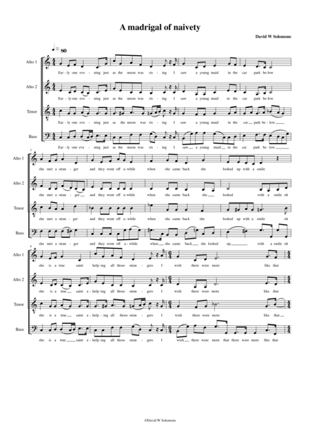 A Madrigal Of Naivety C Major Version Aatb Sheet Music