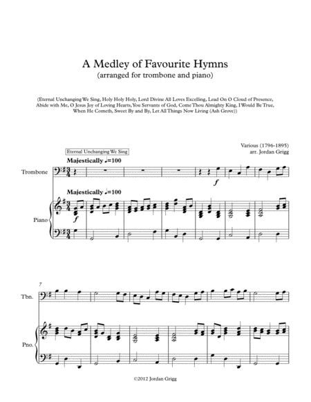 A Medley Of Favourite Hymns Trombone And Piano Sheet Music