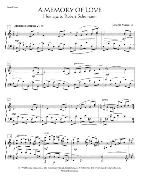 Free Sheet Music A Memory Of Love Homage To Robert Schumann