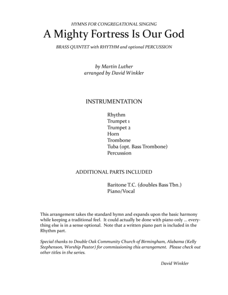 A Mighty Fortress Is Our God Hymn Accompaniment Sheet Music