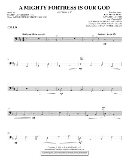 A Mighty Fortress Is Our God With Canon In D Cello Sheet Music