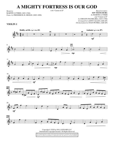 Free Sheet Music A Mighty Fortress Is Our God With Canon In D Violin 1