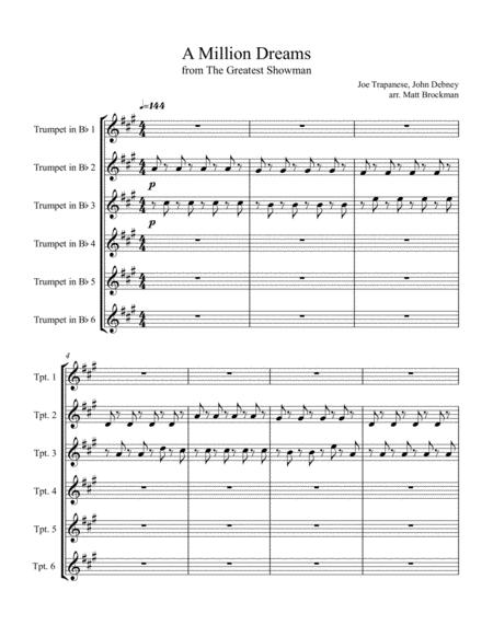 Free Sheet Music A Million Dreams For 6 Trumpets Or Flugelhorns