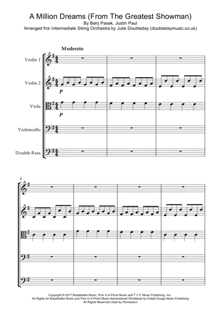 A Million Dreams For Intermediate String Orchestra Score And Parts Sheet Music