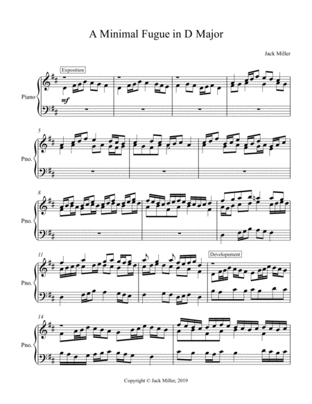 A Minimal Fugue In D Major Sheet Music