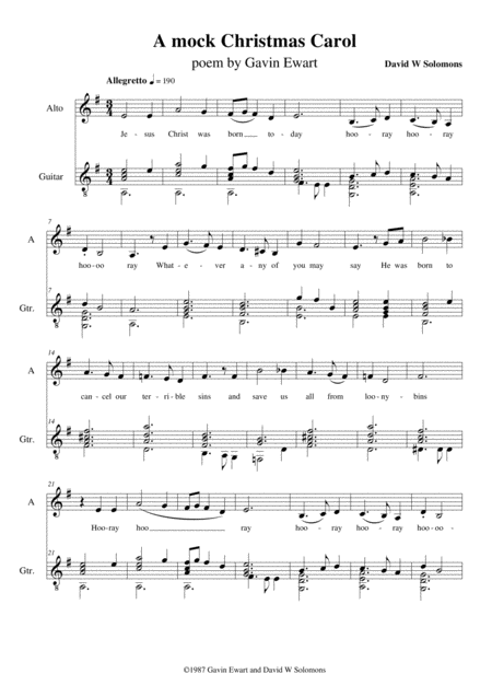 Free Sheet Music A Mock Christmas Carol For Alto Voice And Guitar