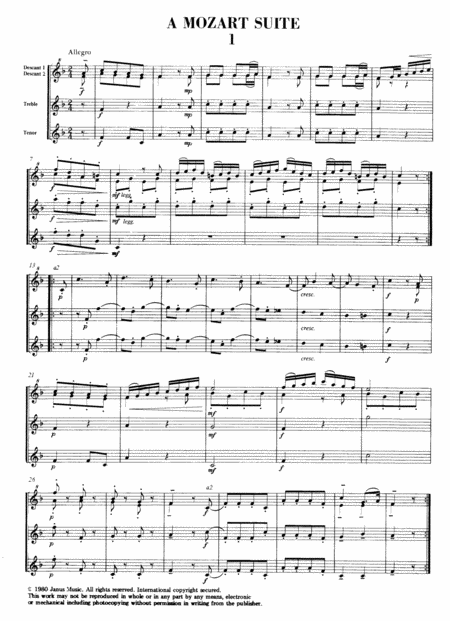 A Mozart Suite For Recorders Sheet Music