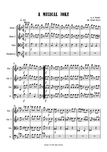 A Musical Joke String Quartet Sheet Music