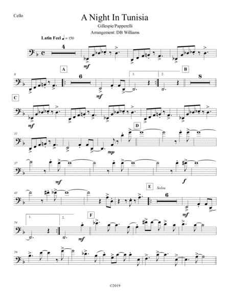 A Night In Tunisia Cello Sheet Music