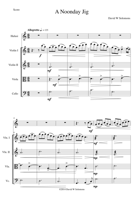 Free Sheet Music A Noonday Jig For Hulusi Or Flute And Strings