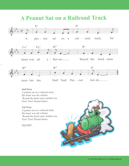 Free Sheet Music A Peanut Sat On A Railroad Track