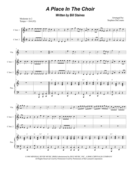 A Place In The Choir Duet For C Instruments Sheet Music