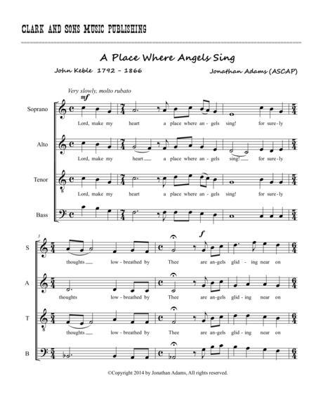 Free Sheet Music A Place Where Angels Sing