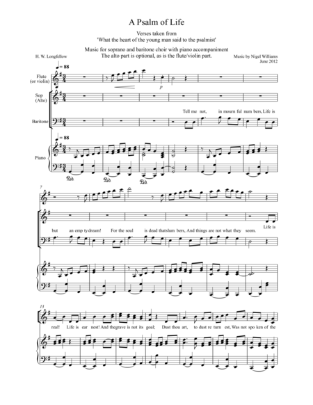 A Psalm Of Life For Sab Choir And Piano Sheet Music