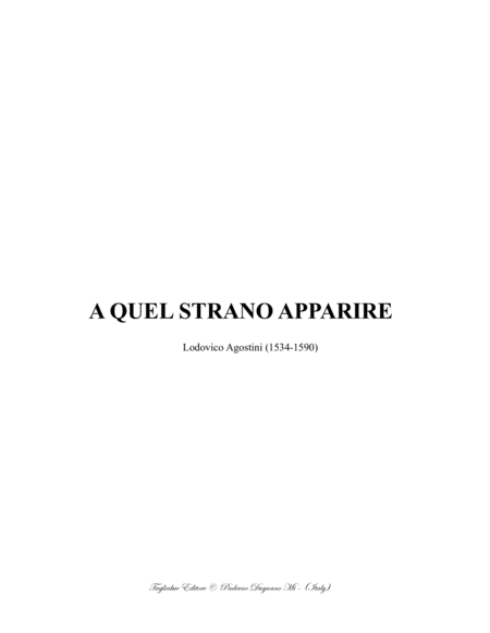 A Quel Strano Apparire L Agostini For Satb Choir Sheet Music