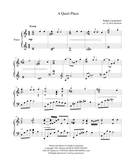 Free Sheet Music A Quiet Place