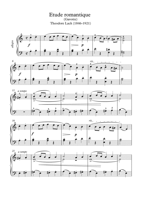 Free Sheet Music A Romantique Etude By Theodore Lack