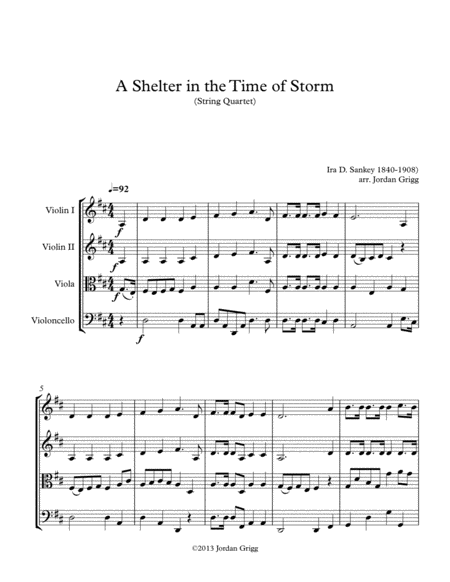 A Shelter In The Time Of Storm String Quartet Sheet Music