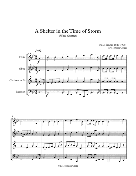 A Shelter In The Time Of Storm Wind Quartet Sheet Music