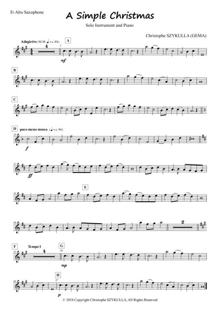 Free Sheet Music A Simple Christmas For Solo Instrument And Piano Alto Or Tenor Saxophone And Piano