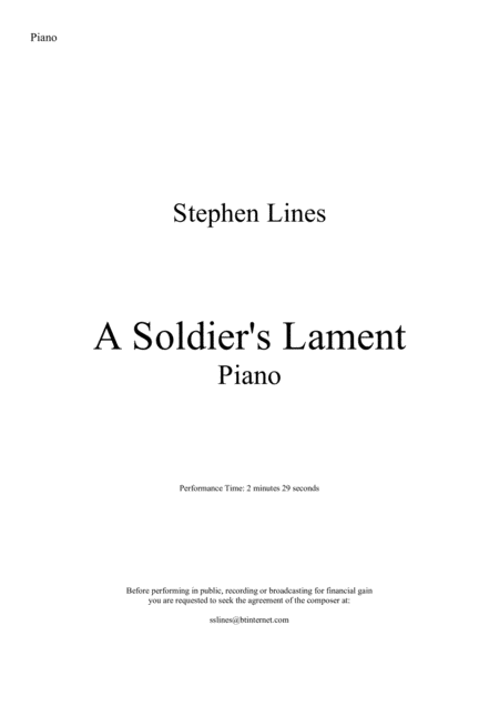 A Soldiers Lament Piano Sheet Music