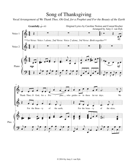 A Song Of Thanksgiving Sheet Music