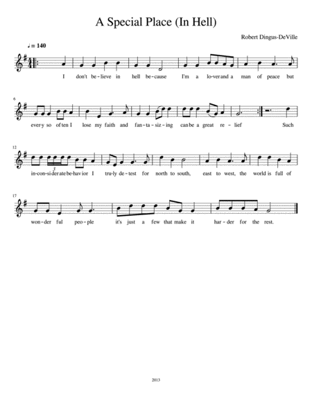 A Special Place In Hell Sheet Music