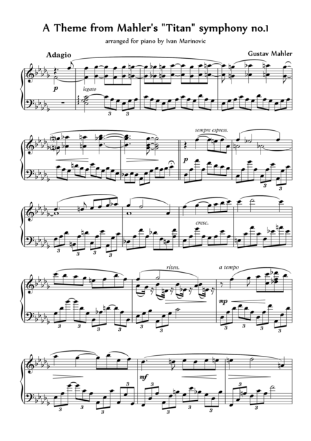 Free Sheet Music A Theme From Mahlers Titan Symphony No 1