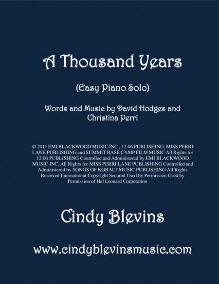 Free Sheet Music A Thousand Years An Easy Piano Solo Arrangement