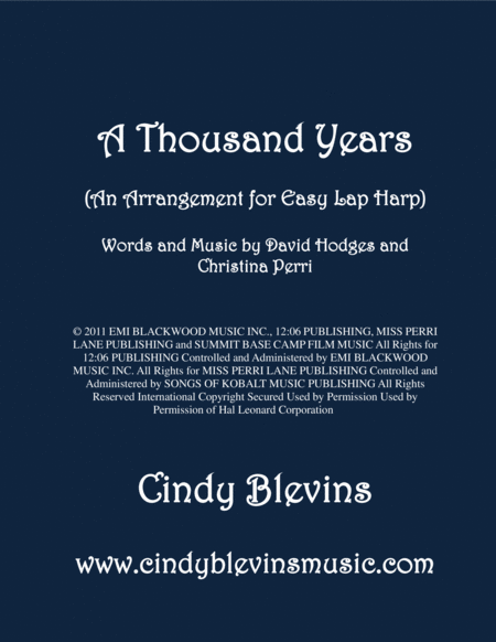 A Thousand Years Arranged For Easy Lap Harp Sheet Music