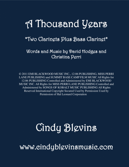 A Thousand Years For Two Clarinets And Bass Clarinet Sheet Music