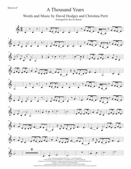 Free Sheet Music A Thousand Years Horn In F