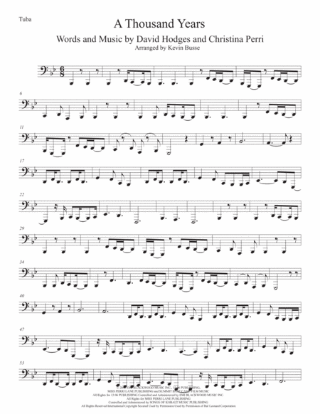 A Thousand Years Original Key Tuba Sheet Music