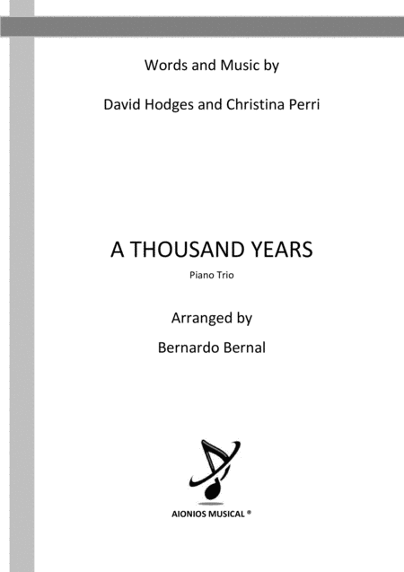 A Thousand Years Piano Trio Sheet Music