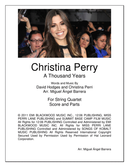 Free Sheet Music A Thousand Years String Quartet Christina Perri