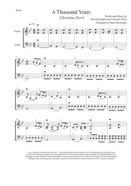 A Thousand Years Vl Cl Duo Streetwinds Sheet Music