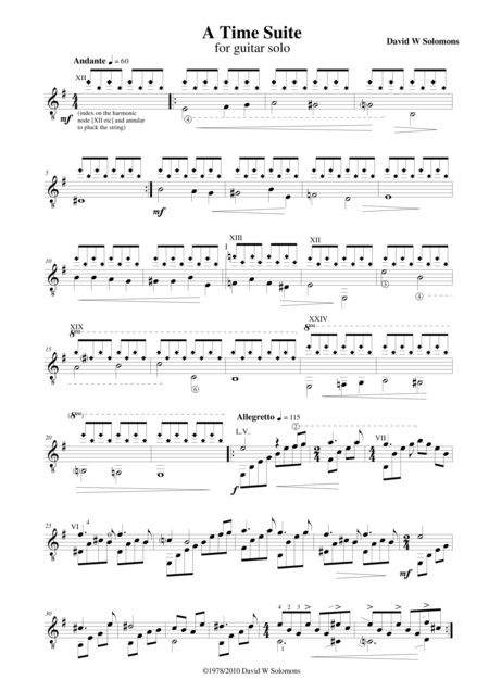 Free Sheet Music A Time Suite For Guitar Solo