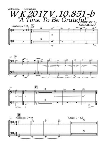 A Time To Be Grateful Cellos Double Basses Sheet Music