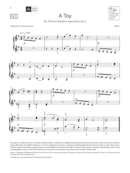 Free Sheet Music A Toy Grade 1 List A1 From The Abrsm Piano Syllabus 2021 2022