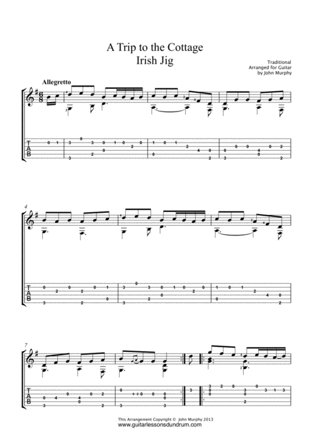 A Trip To The Cottage Jig For Guitar Sheet Music