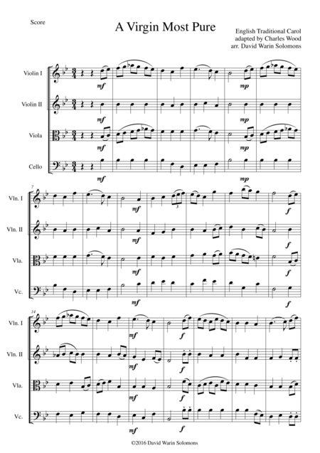 A Virgin Most Pure For String Quartet Sheet Music