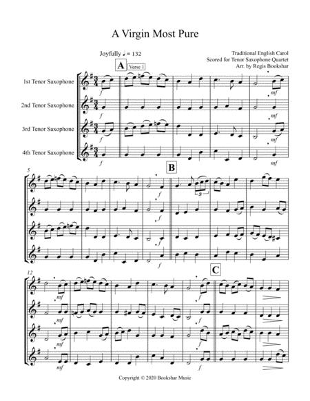 A Virgin Most Pure Tenor Saxophone Quartet Sheet Music